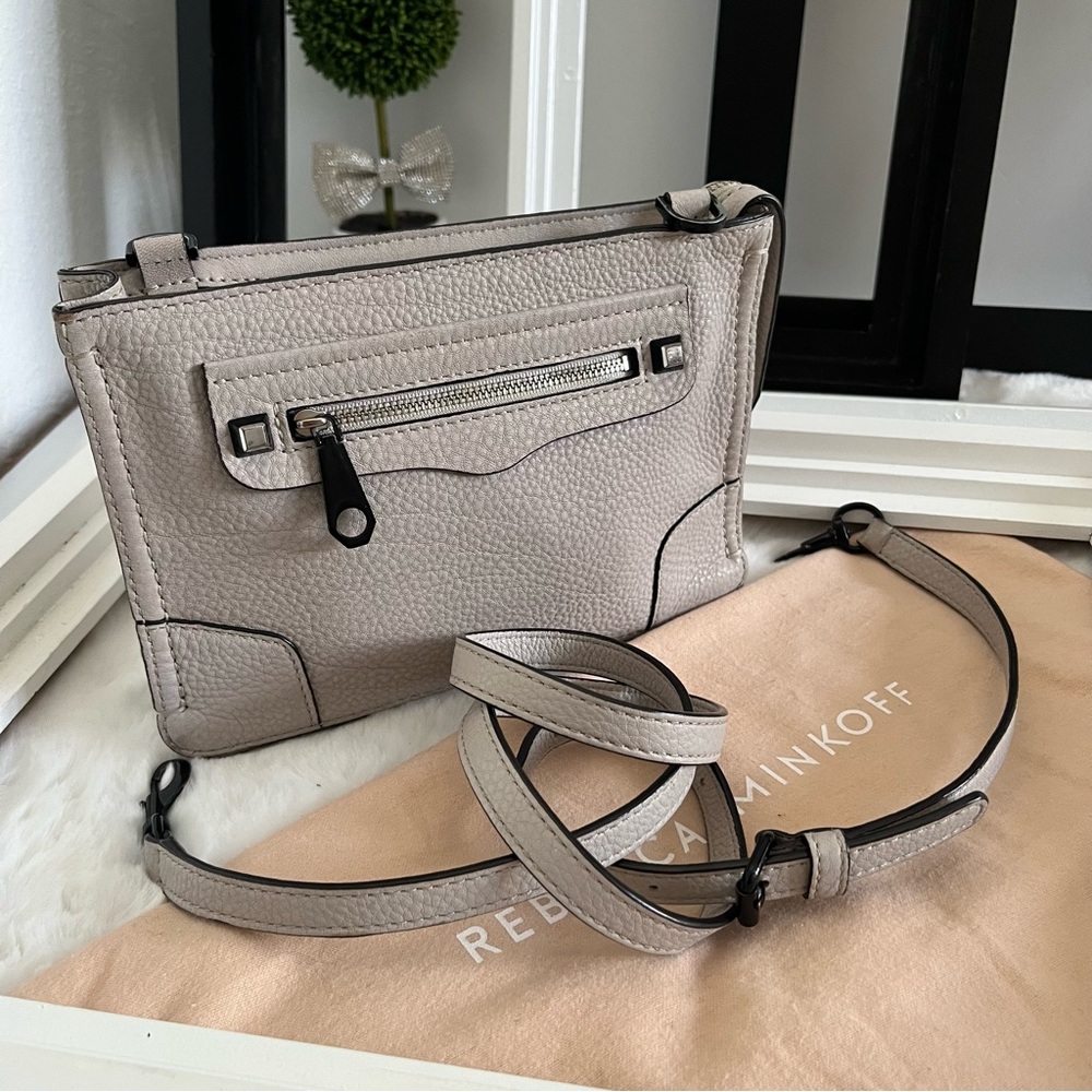 REBECCA MINKOFF Regan Leather Zip Crossbody Bag Perla